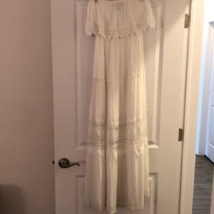 White strapless maxi dress